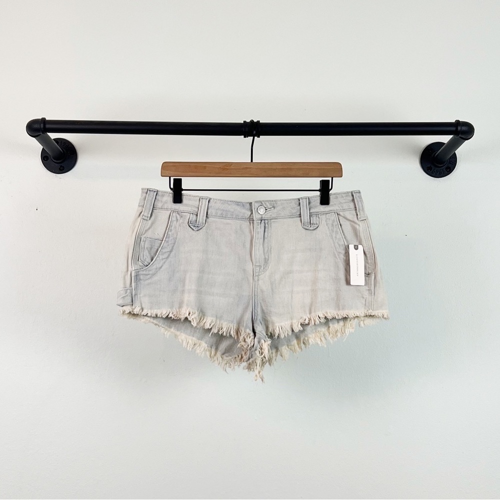 NWT Anthropologie Pilcro Denim Frayed Shortie Shorts Light Wash - Picture 5 of 10